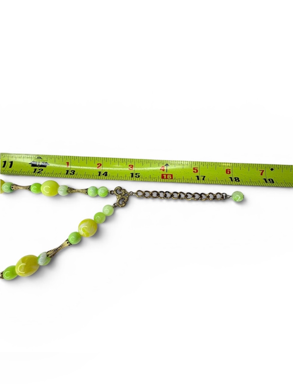 Vintage Coro 2-Strand Lucite Bead Necklace Yellow Green Marbled Gold Tone 18” - Picture 11 of 11
